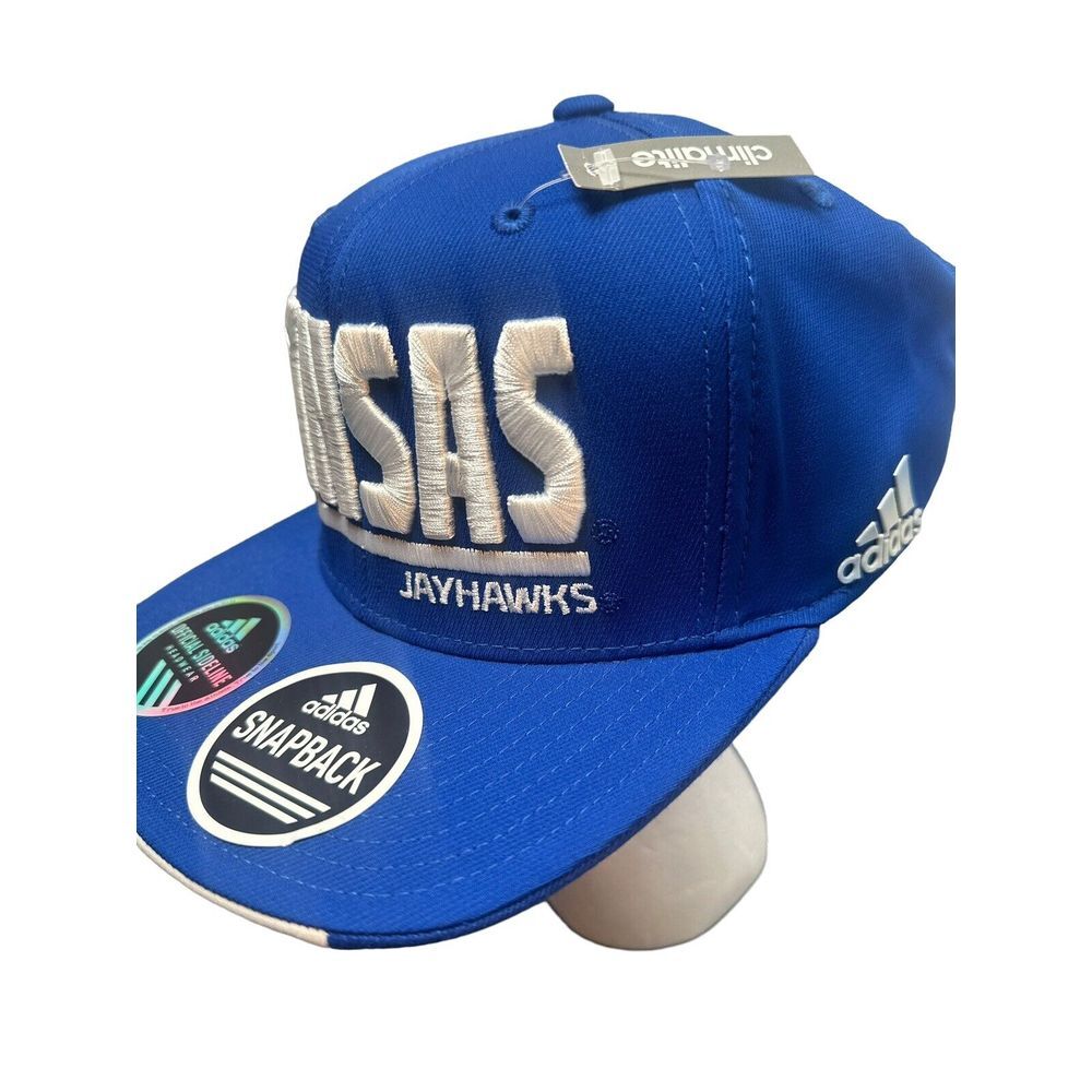Kansas Jayhawks Adidas Blue Climalite Slouch Adjustable Strap Hat Cap - Picture 8 of 10